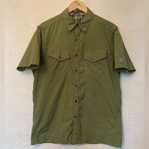 KUHL ELUXUR SHIRT MEN SZ M GREEN TECH HIKING CAMP FISH QUICK DRY PERFORMANCE